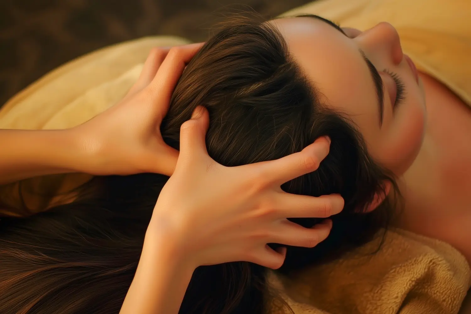 „Schönheit und Entspannung: Der glückselige Moment der Kopfmassage“